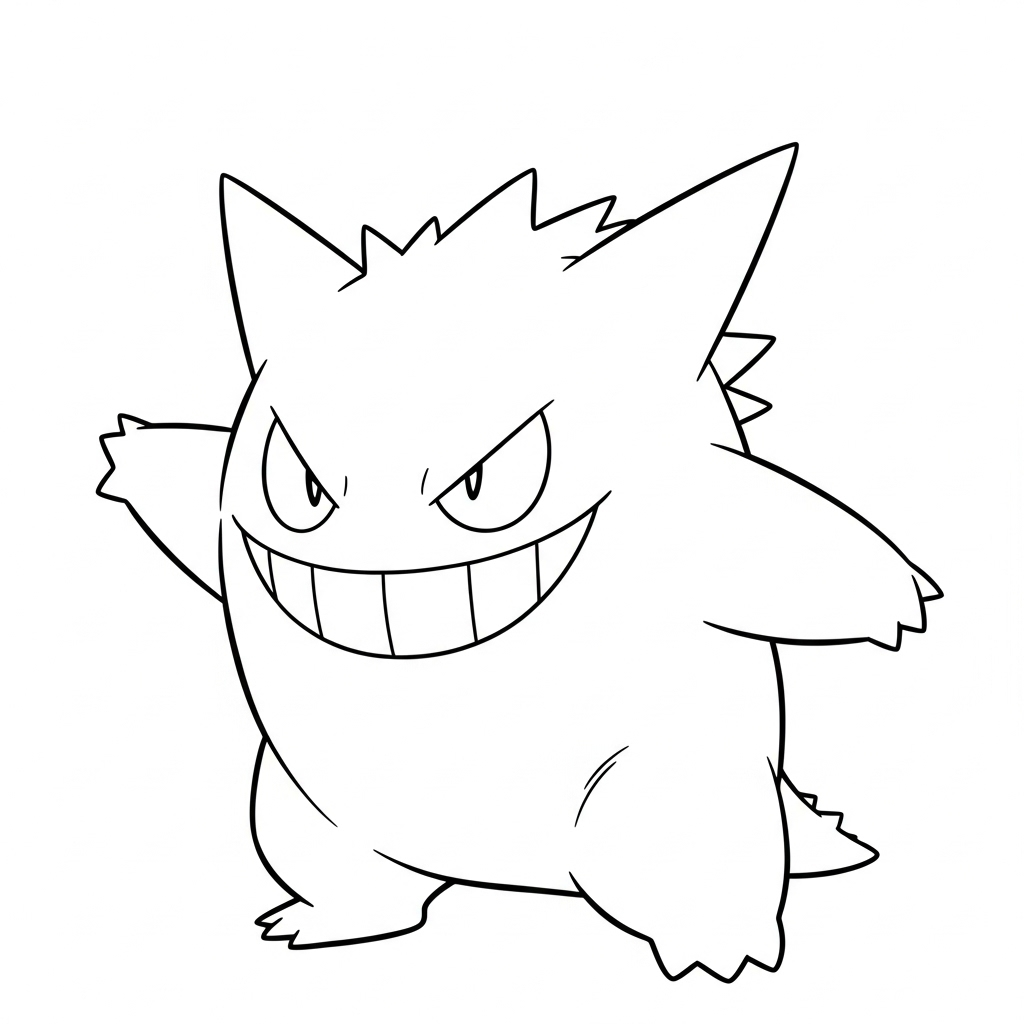 Gengar kleurplaat 13 lachende gengar pokemon kleurplaat
