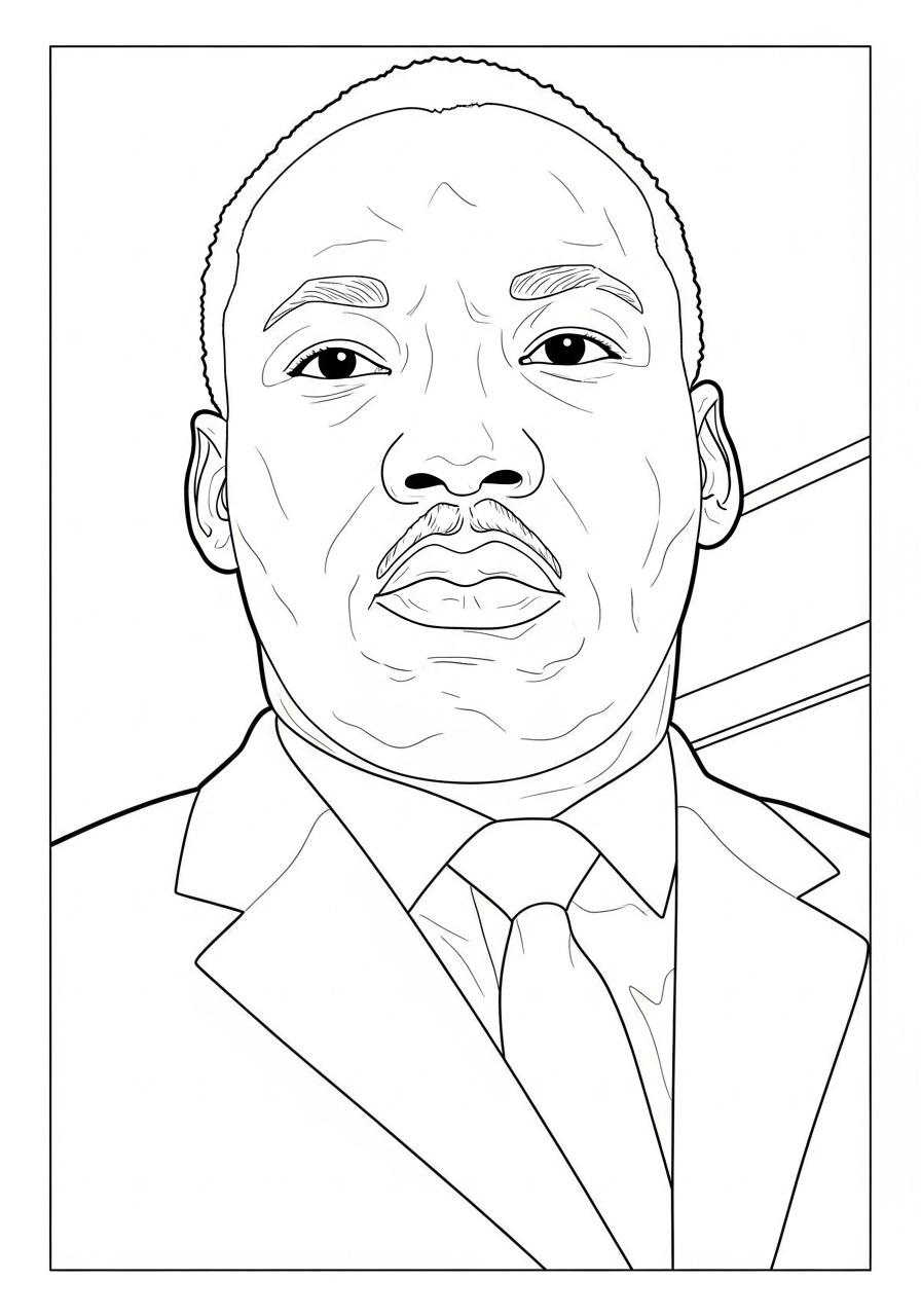 Kleurplaat Martin Luther King Jr 20 martin luther king formeel pak portret kleurplaat