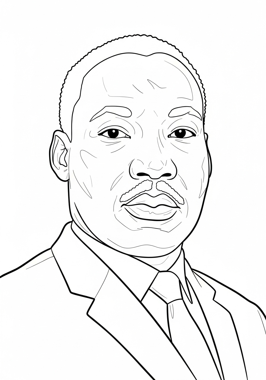 Kleurplaat Martin Luther King Jr 19 martin luther king gezicht vooraanzicht kleurplaat