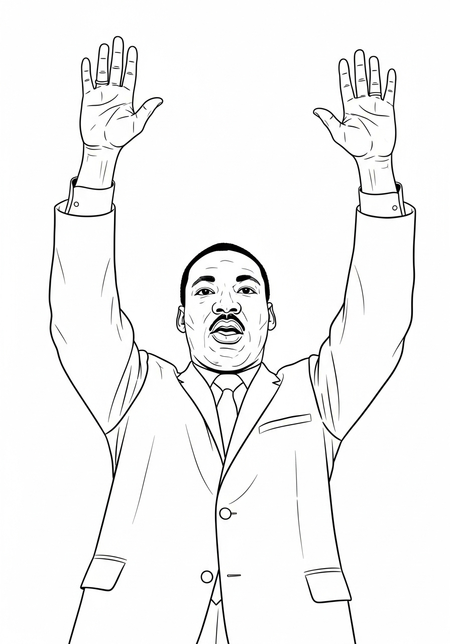 Kleurplaat Martin Luther King Jr 18 martin luther king hand opgestoken kleurplaat