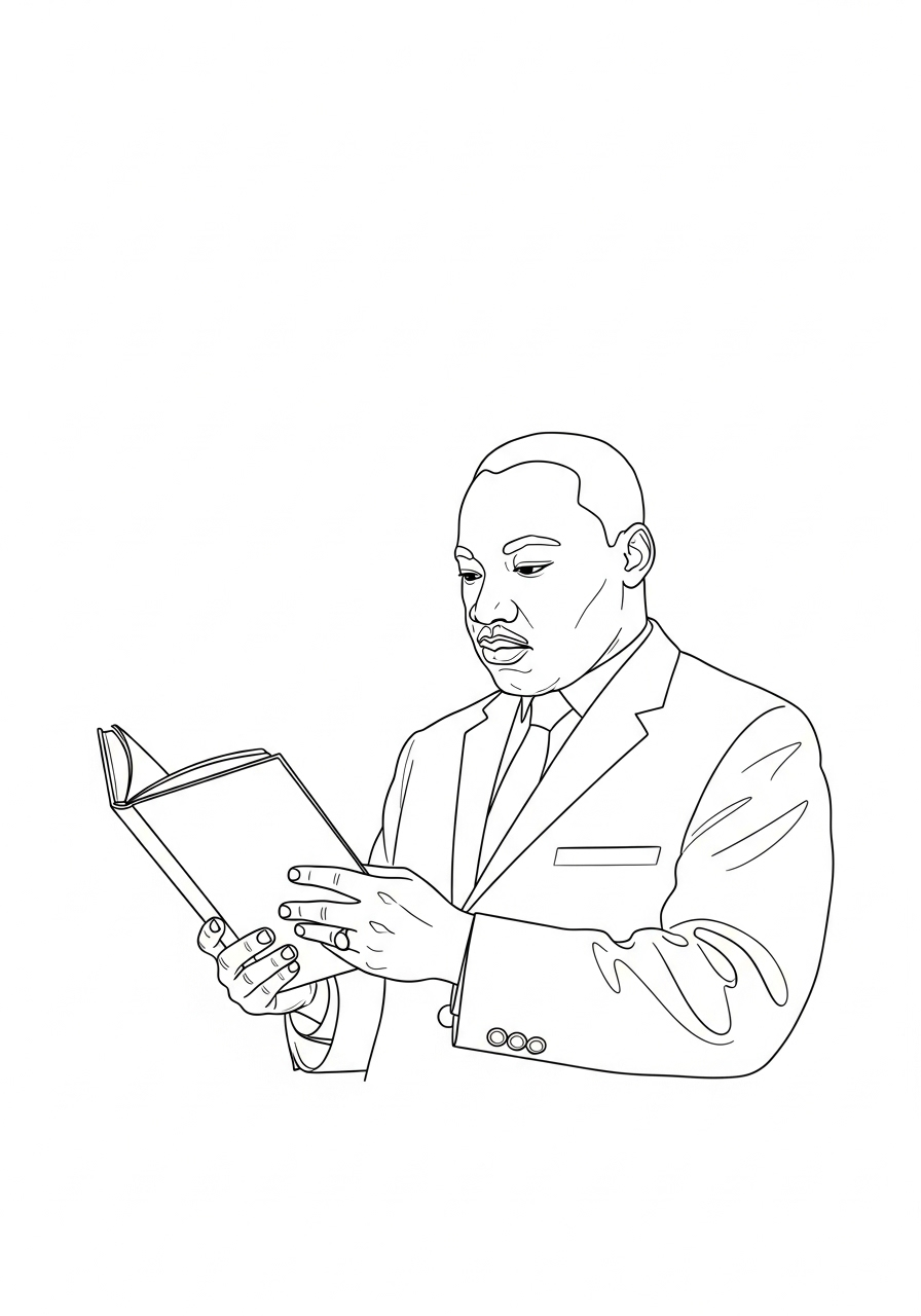 Kleurplaat Martin Luther King Jr 17 martin luther king lezend boek kleurplaat