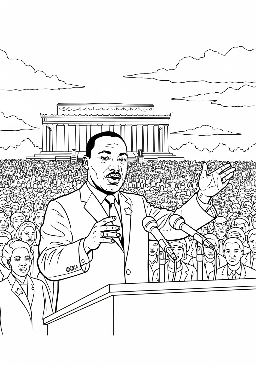 Kleurplaat Martin Luther King Jr 13 martin luther king speech lincoln memorial kleurplaat