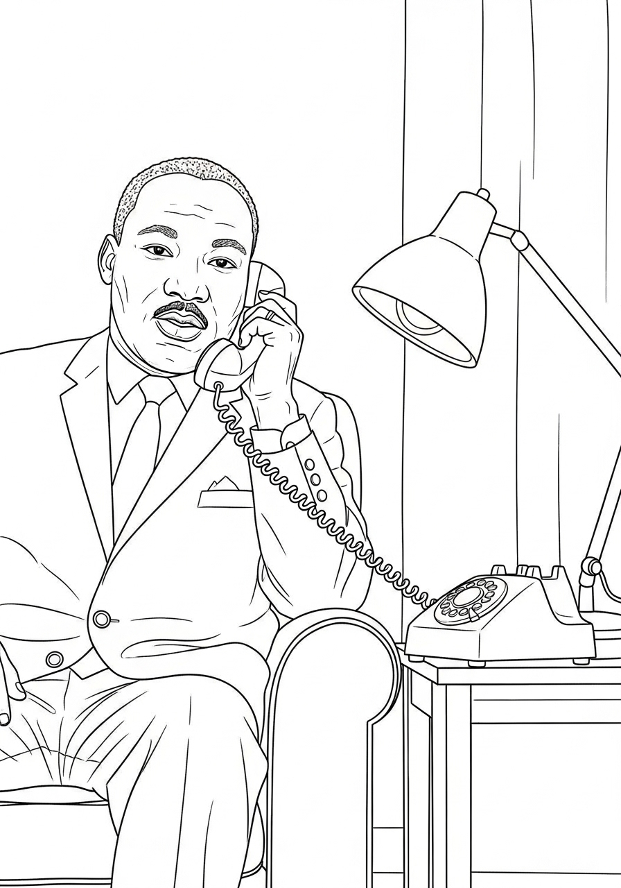 Kleurplaat Martin Luther King Jr 12 martin luther king telefoongesprek kleurplaat