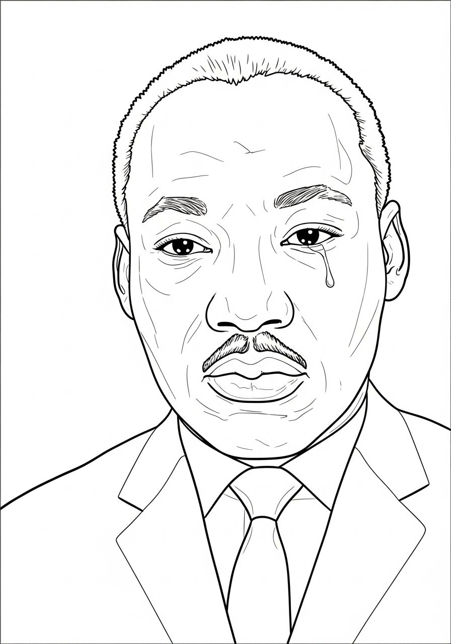 Kleurplaat Martin Luther King Jr 11 martin luther king tranen gezicht kleurplaat