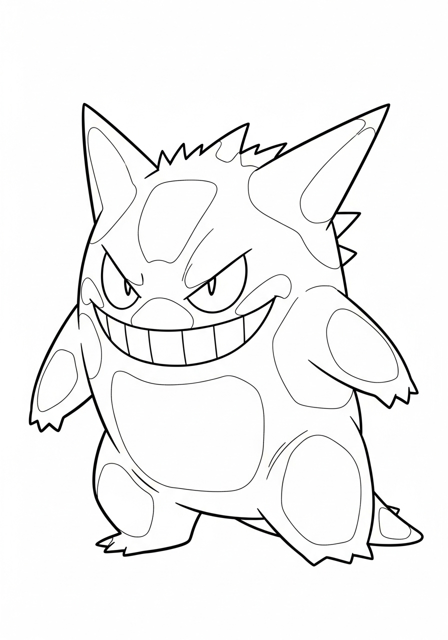 Gengar kleurplaat 12 mega gengar variant tekening kleurplaat