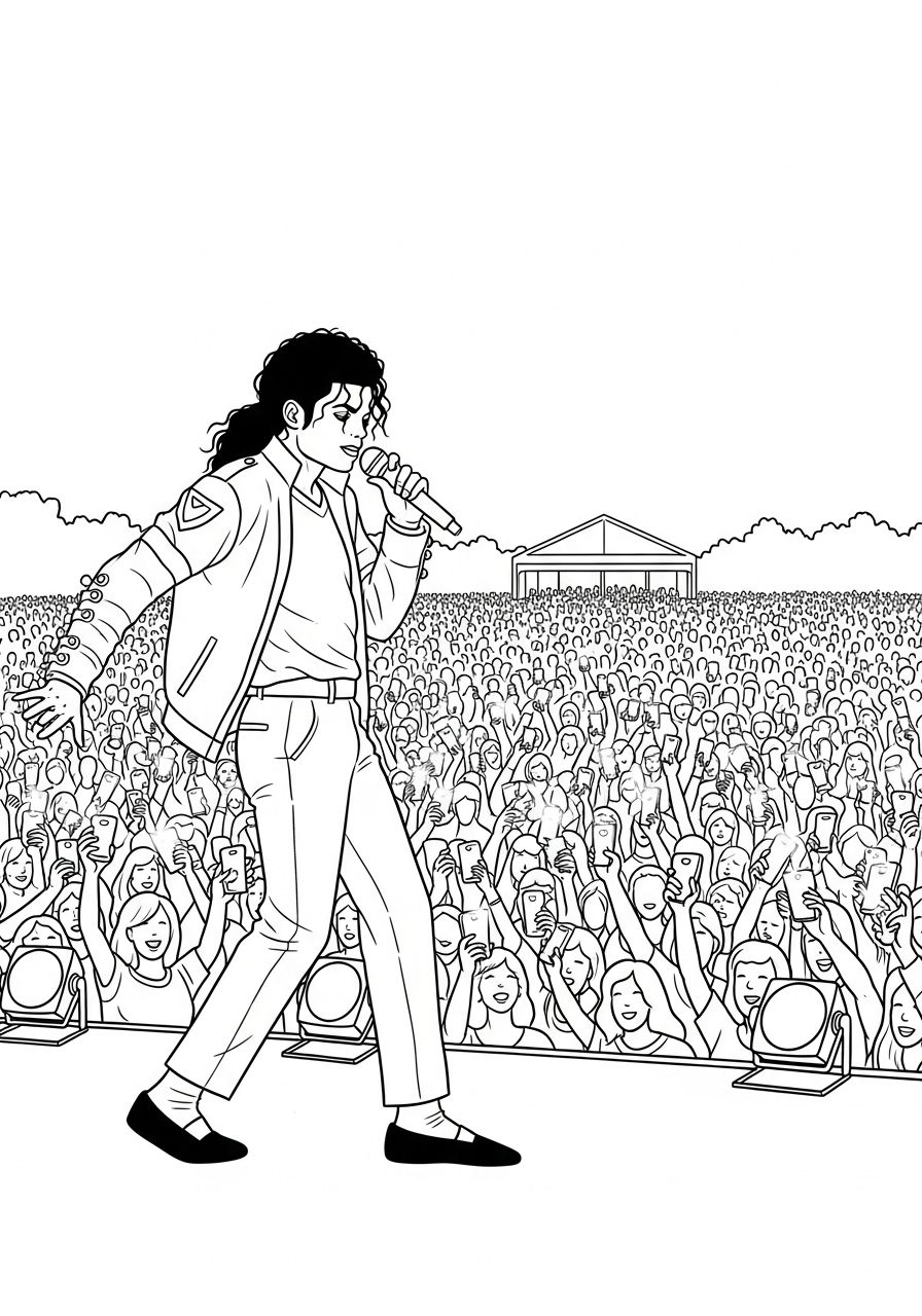 Kleurplaat Michael Jackson 11 michael jackson concert microfoon kleurplaat