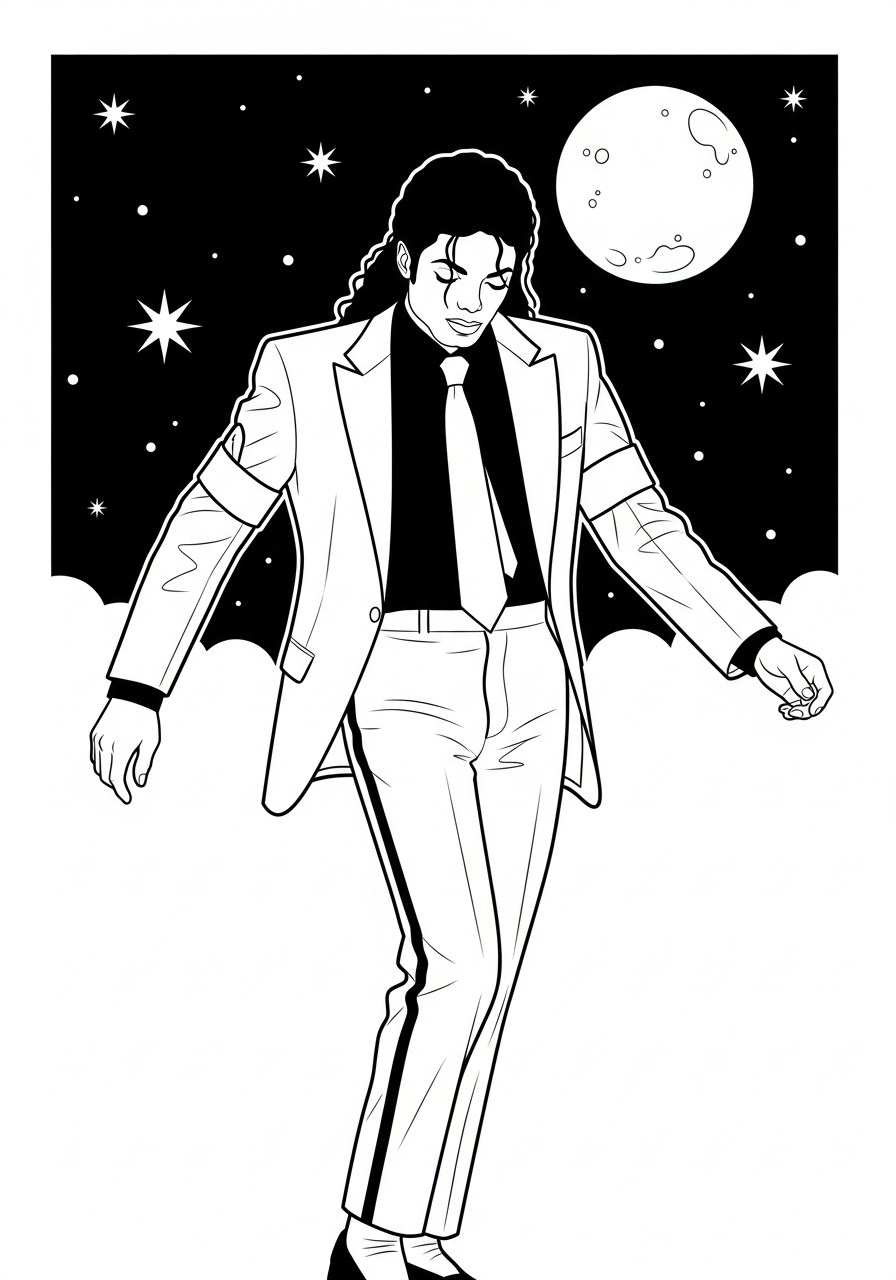 Kleurplaat Michael Jackson 15 michael jackson dans maanlicht kleurplaat