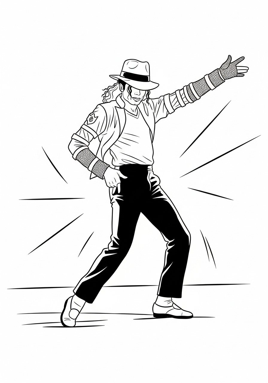 Kleurplaat Michael Jackson 13 michael jackson dansende iconische pose kleurplaat