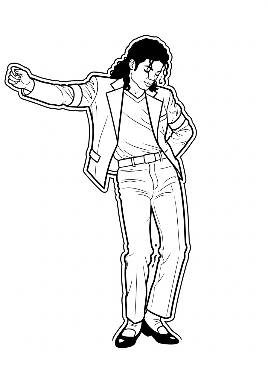 Kleurplaat Michael Jackson 14 michael jackson dansende pose kleurplaat