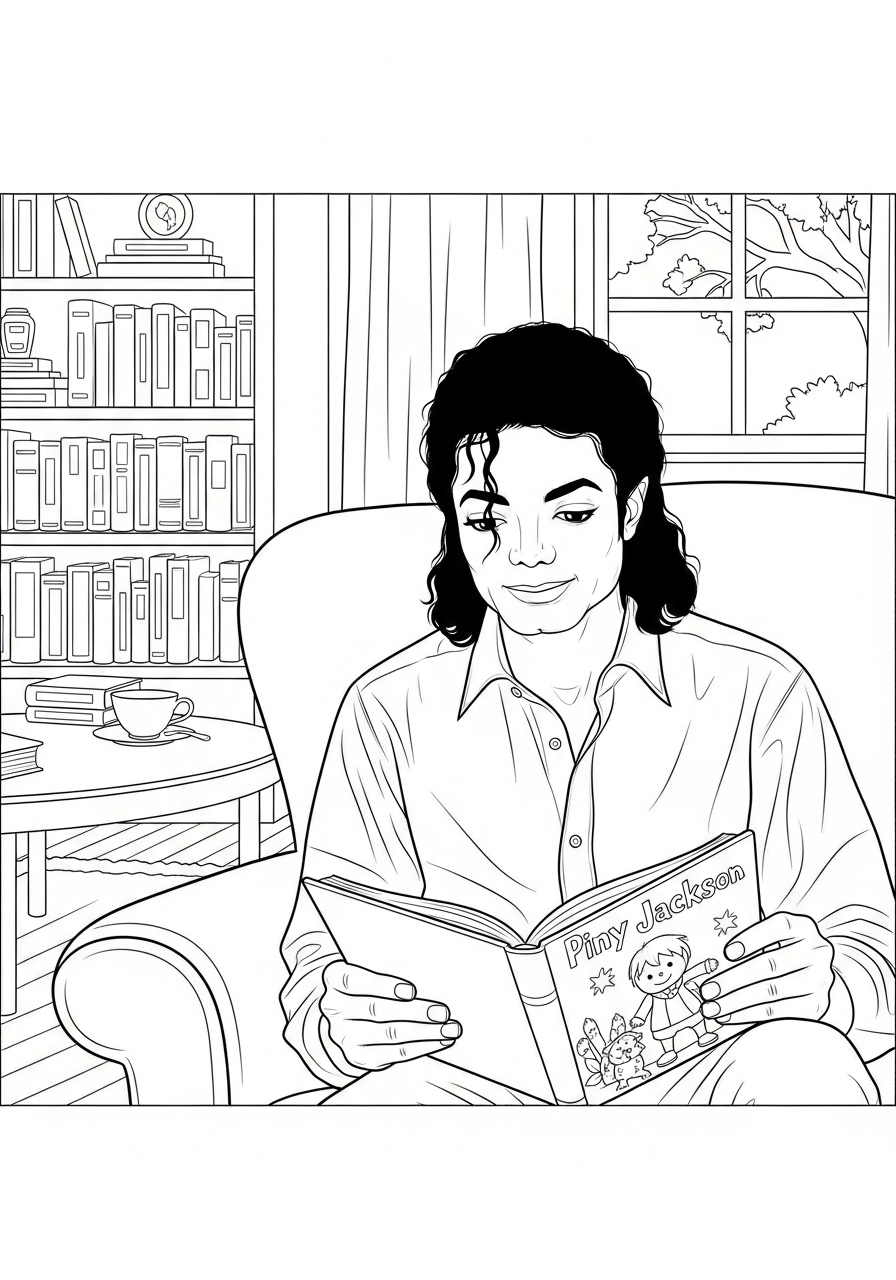 Kleurplaat Michael Jackson 20 michael jackson leest boek kleurplaat