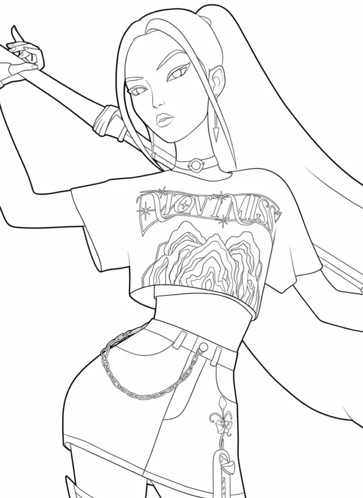 KPop Demon Hunters Mira Coloring Page Free Print