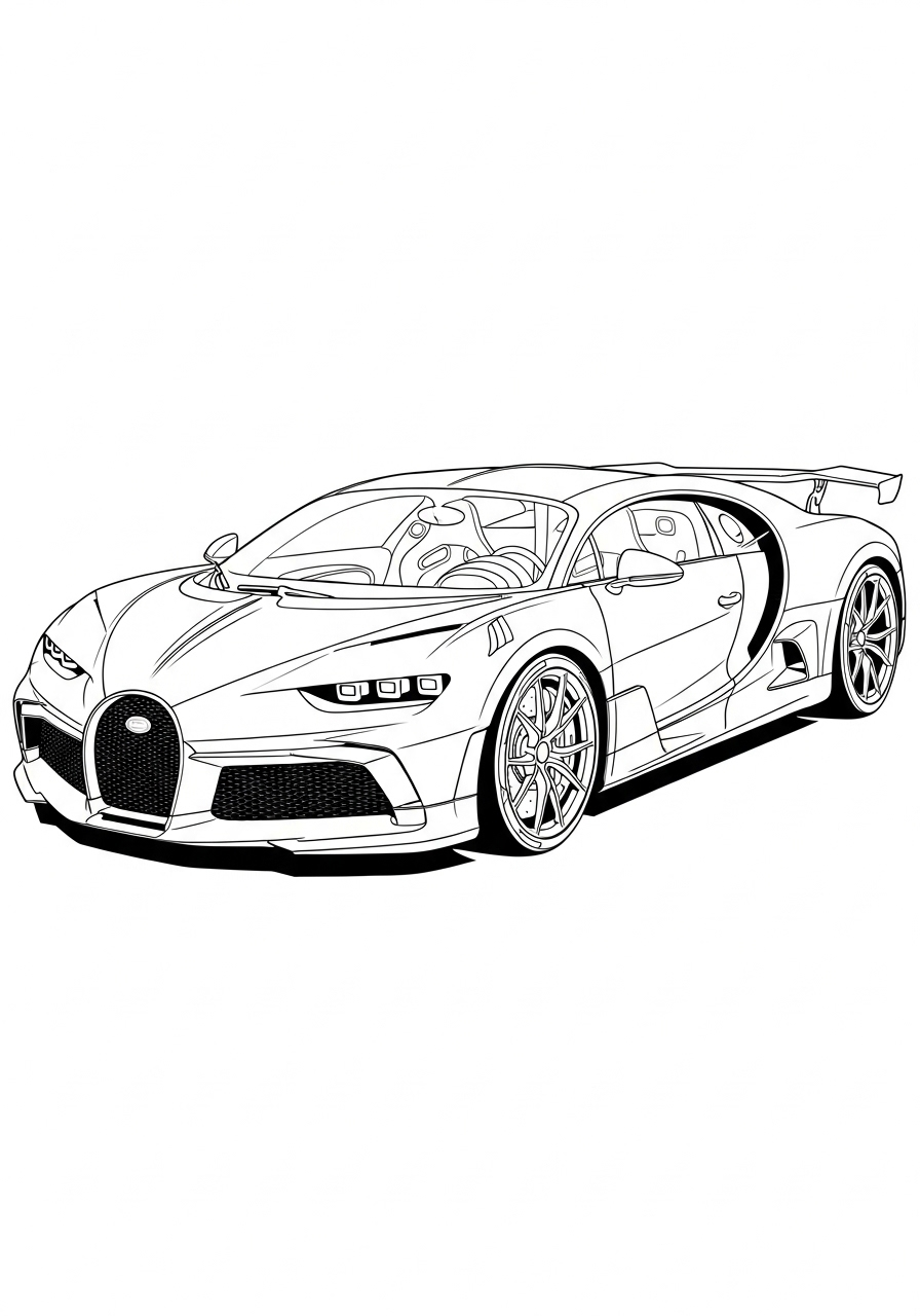 Kleurplaat Bugatti 10 moderne bugatti supercar kleurplaat