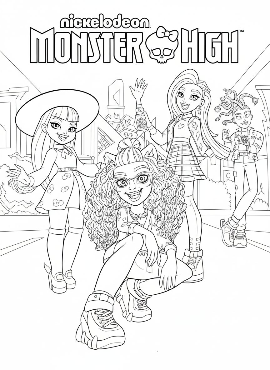 Kleurplaat van Monster High 18 monster high nickelodeon logo kleurplaat