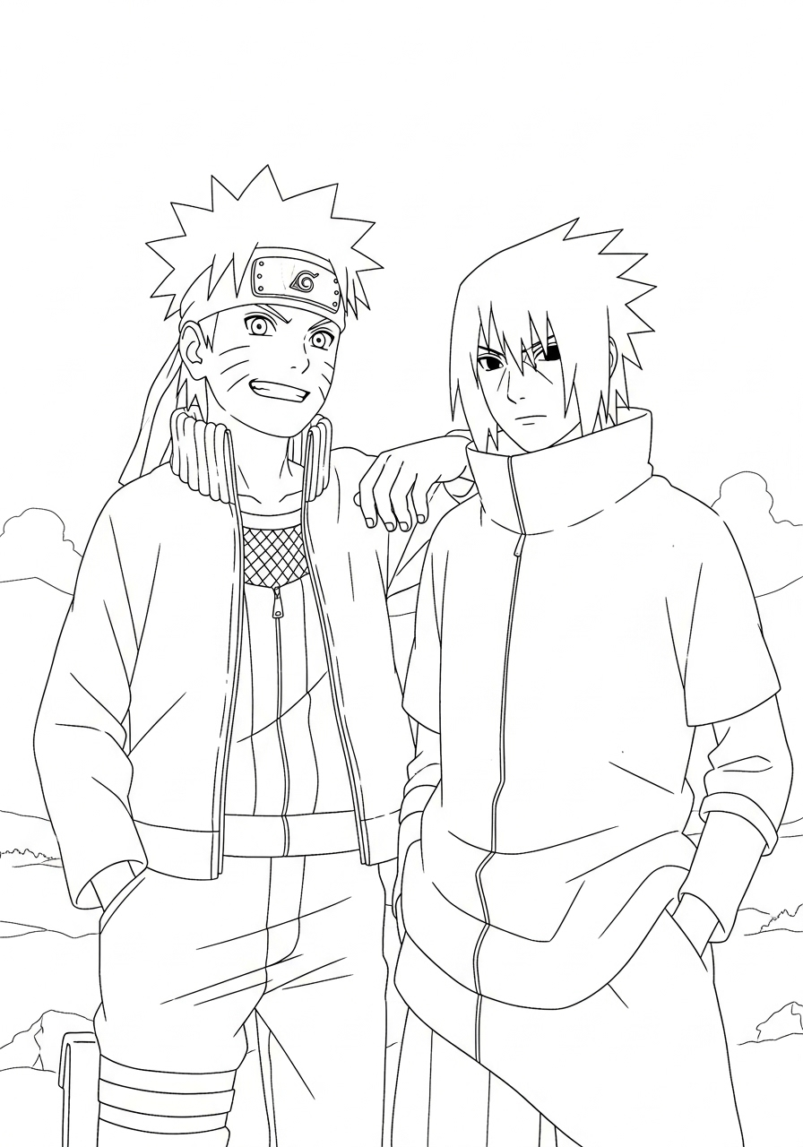 Kleurplaat Uchiha Sasuke 23 naruto en uchiha sasuke samen kleurplaat