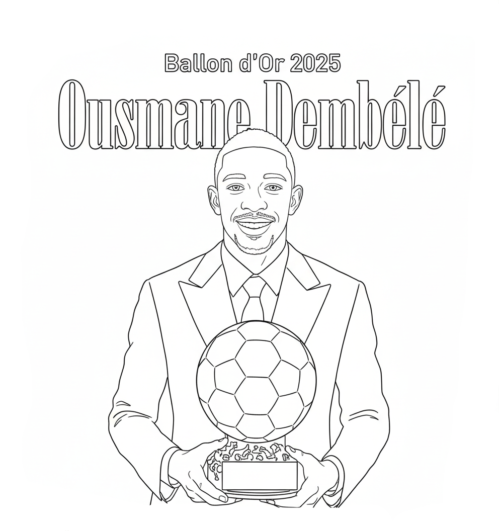 Ousmane Dembélé Kleurplaat 20 ousmane dembele emotioneel bij prijs kleurplaat