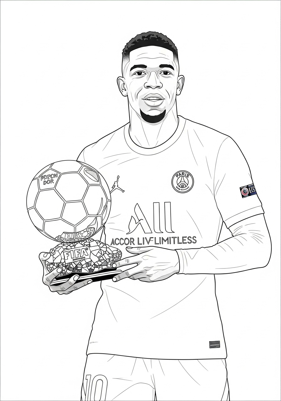 Ousmane Dembélé Kleurplaat 12 ousmane dembele houdt ballon dor kleurplaat