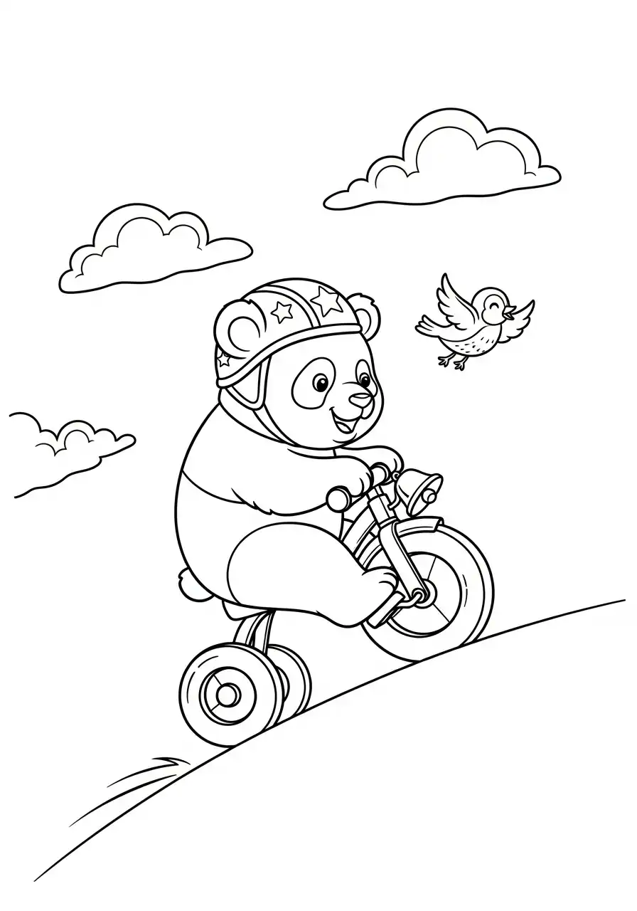 panda fietstocht kleurplaat