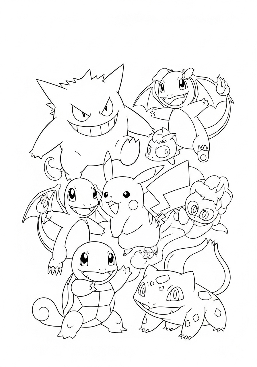 Gengar kleurplaat 11 pokemon team met gengar kleurplaat