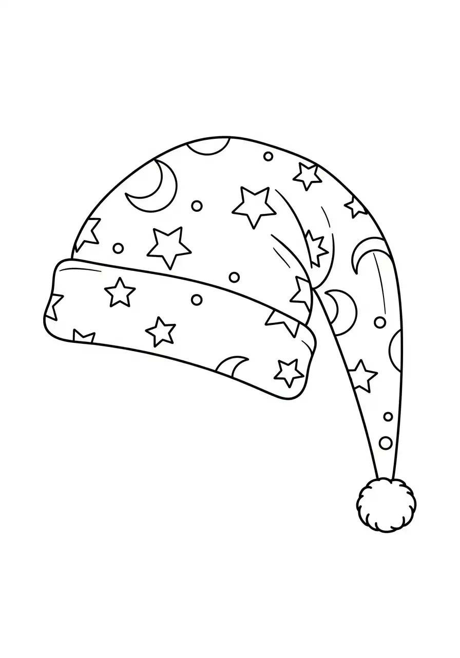 puntmuts met sterren en maan kleurplaat