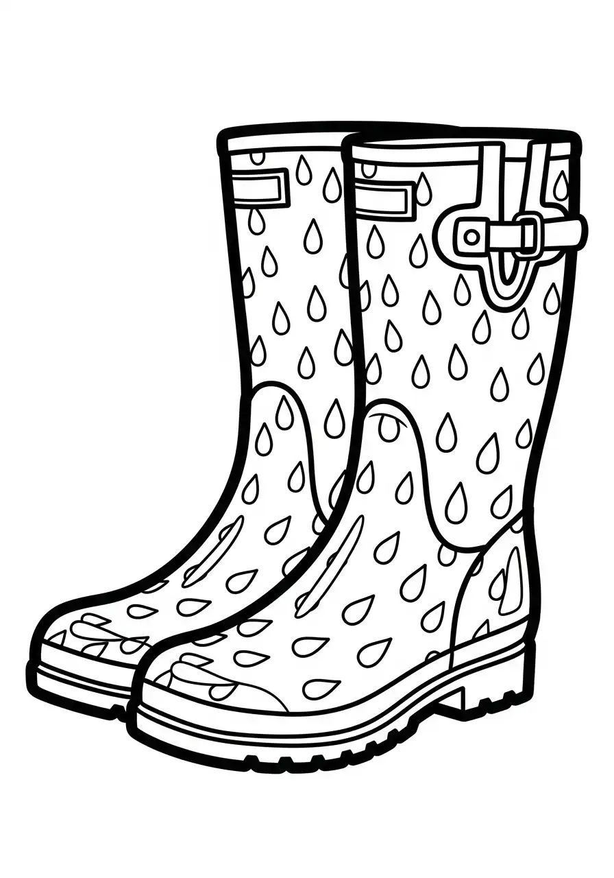 Kleurplaat Regenlaarzen 8 regenlaarzen met druppelpatroon kleurplaat