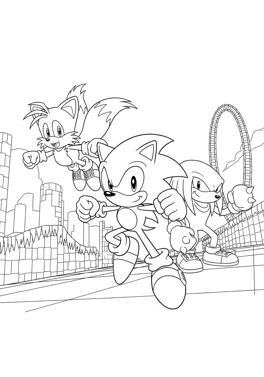 Kleurplaat Sonic The Hedgehog 3 9 rennen door de groene zone kleurplaat