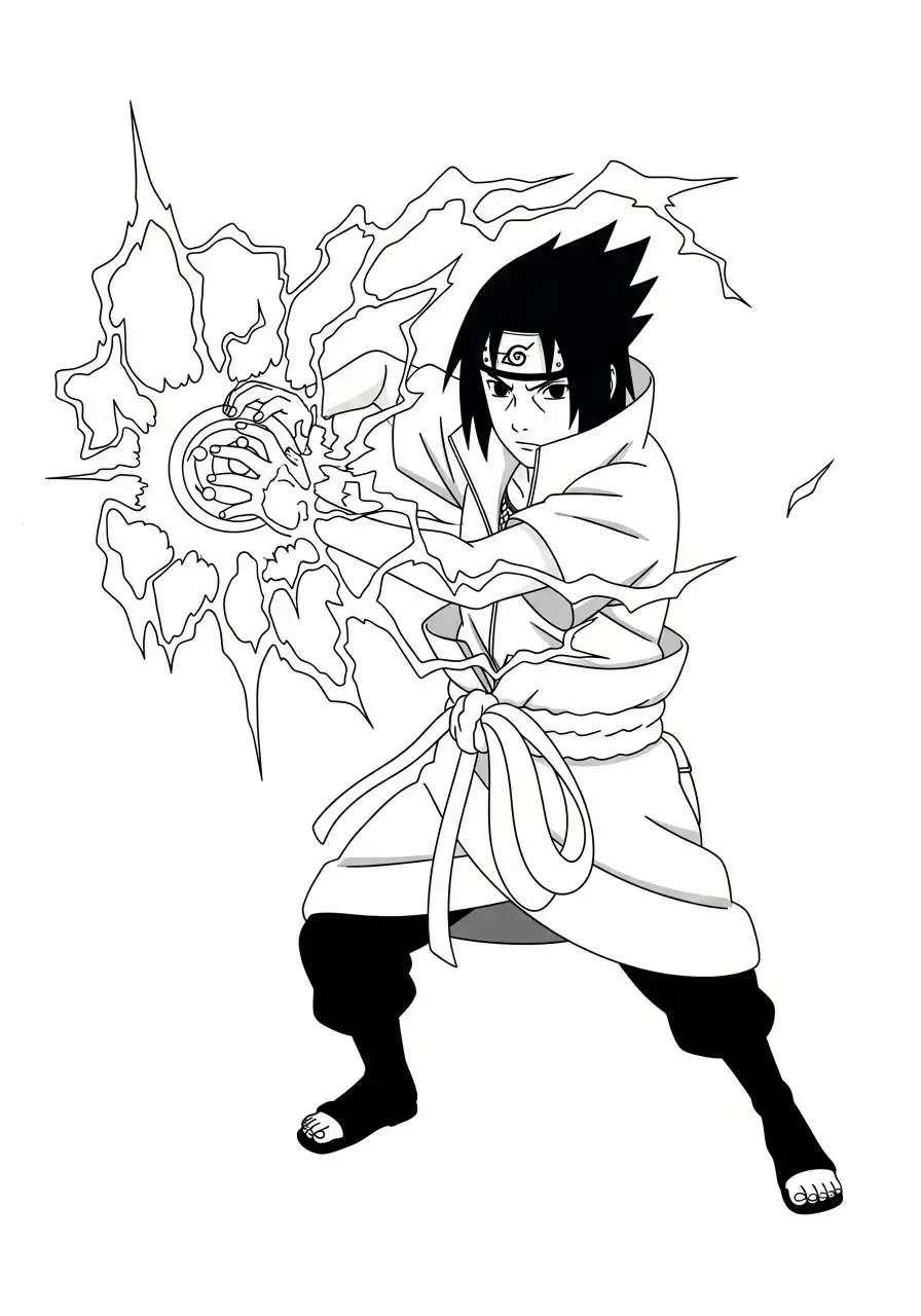 sasuke bliksem aanval kleurplaat