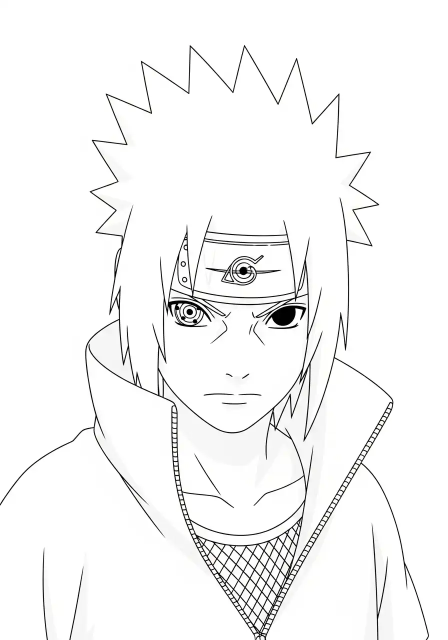 sasuke portret sharingan kleurplaat