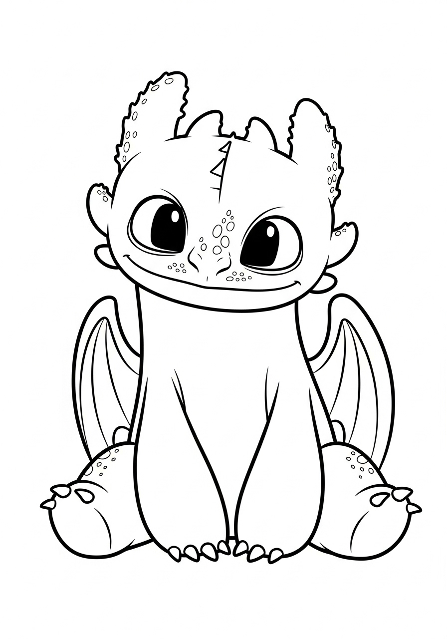 Toothless Kleurplaat 15 schattige baby toothless zittend kleurplaat