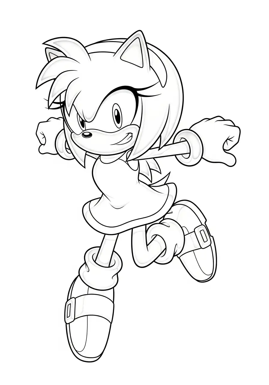 Kleurplaat Amy Rose 10 snelle amy sprong kleurplaat