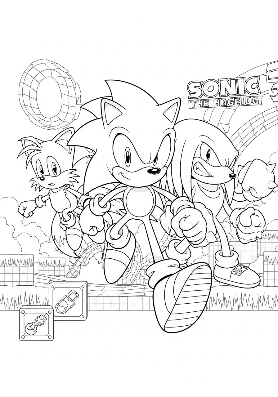 Kleurplaat Sonic The Hedgehog 3 10 sonic 3 power team kleurplaat