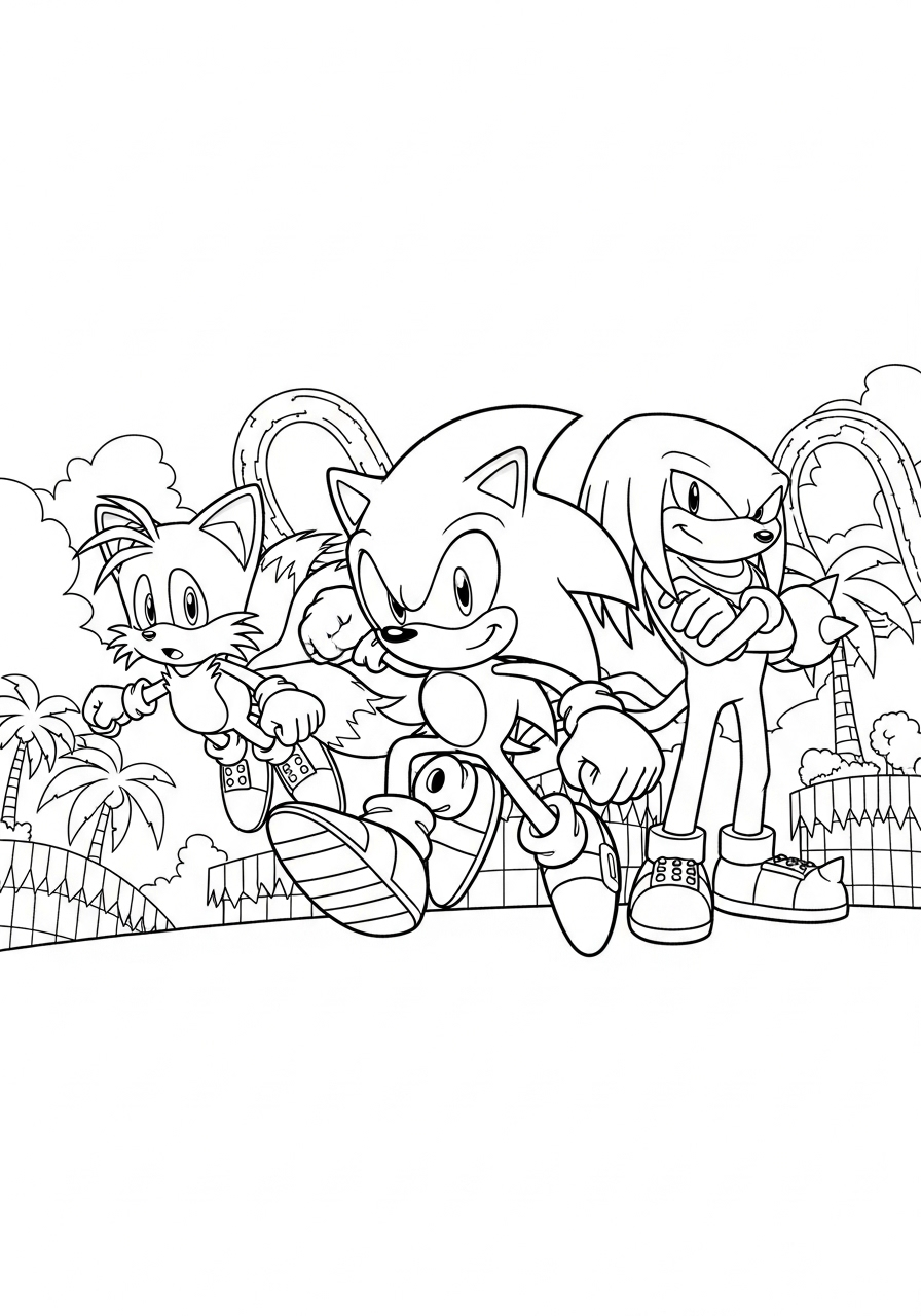 Kleurplaat Sonic The Hedgehog 3 8 sonic tails en knuckles in actie kleurplaat