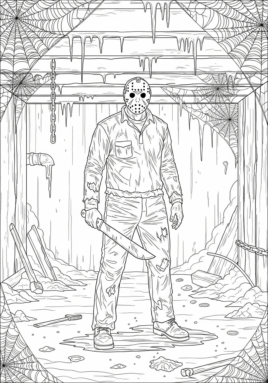 Kleurplaat Jason Voorhees 10 spookachtig schuuravontuur kleurplaat