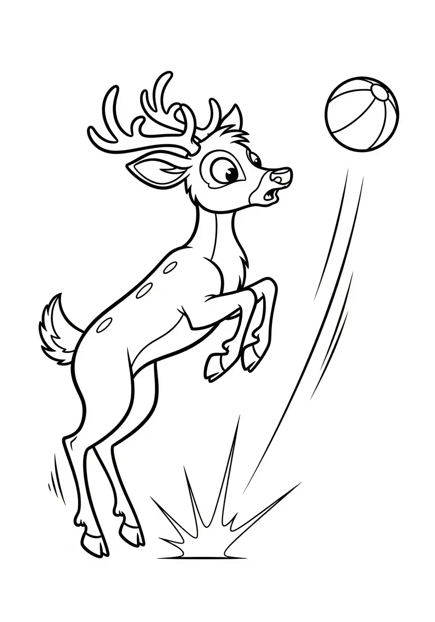 Hert Kleurplaat 10 springend hertenkalf bal kleurplaat