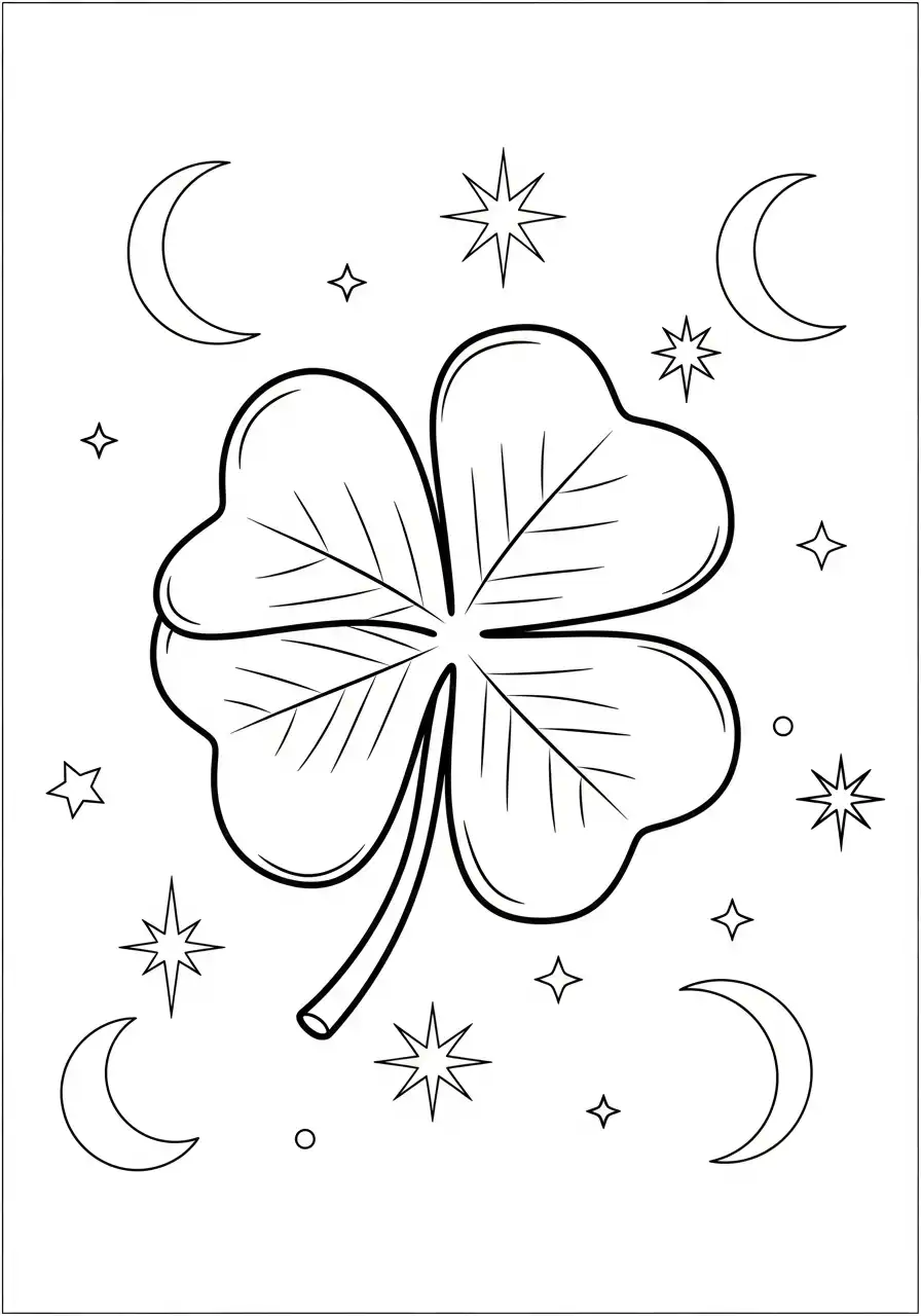 sterrennacht klaver kleurplaat