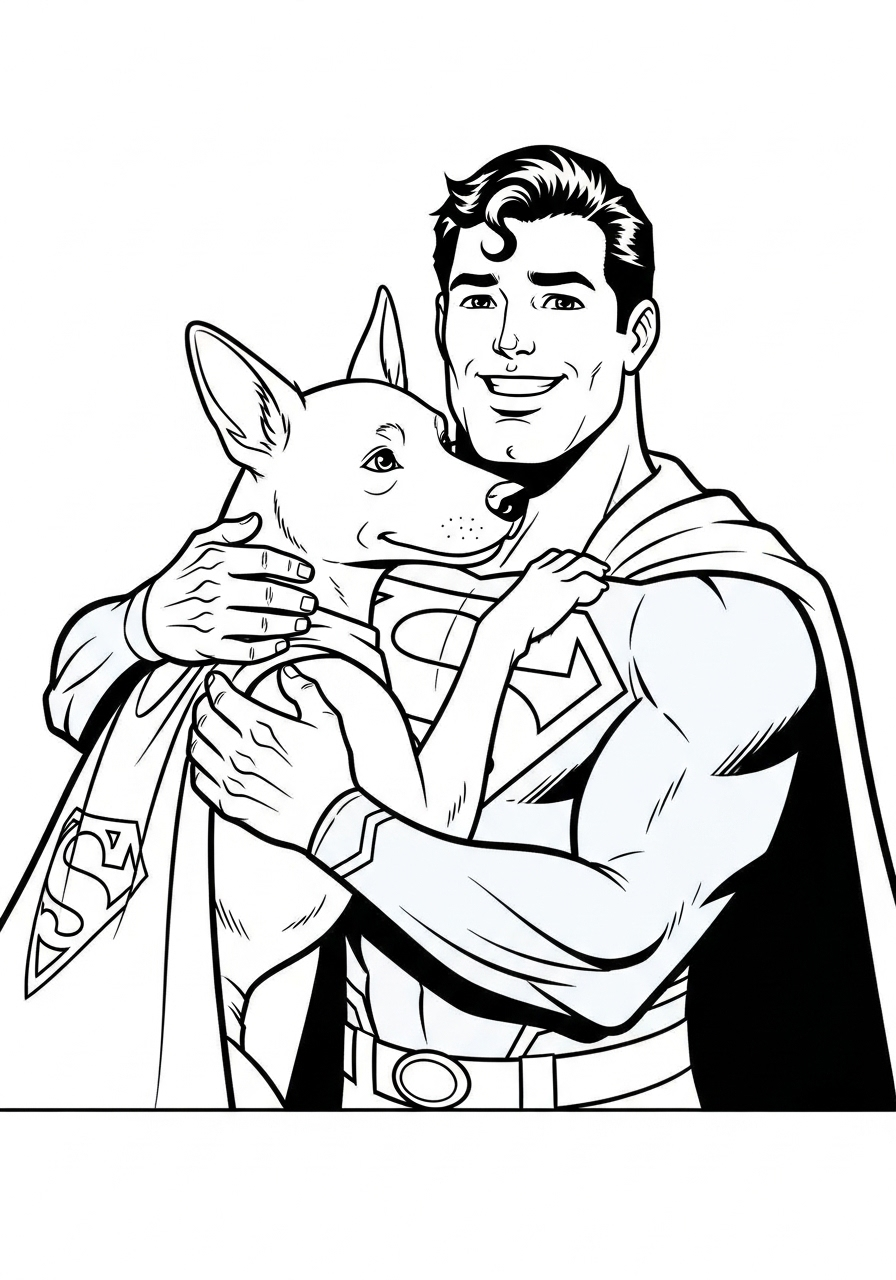 Superman kleurplaat 16 superman knuffelt krypto hond kleurplaat