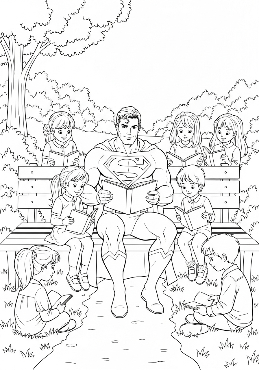 Superman kleurplaat 17 superman leest met kinderen kleurplaat