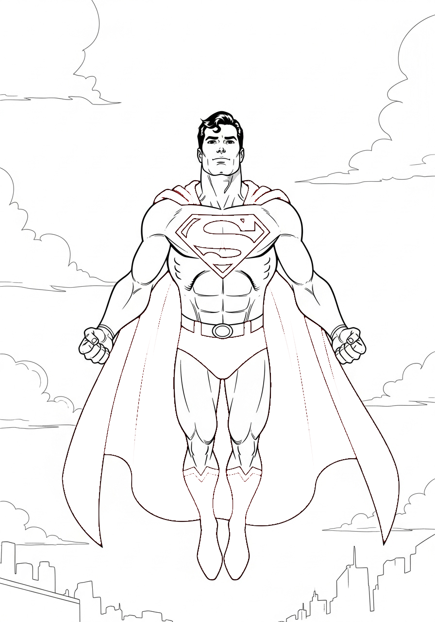 Superman kleurplaat 26 superman vliegt door de lucht kleurplaat