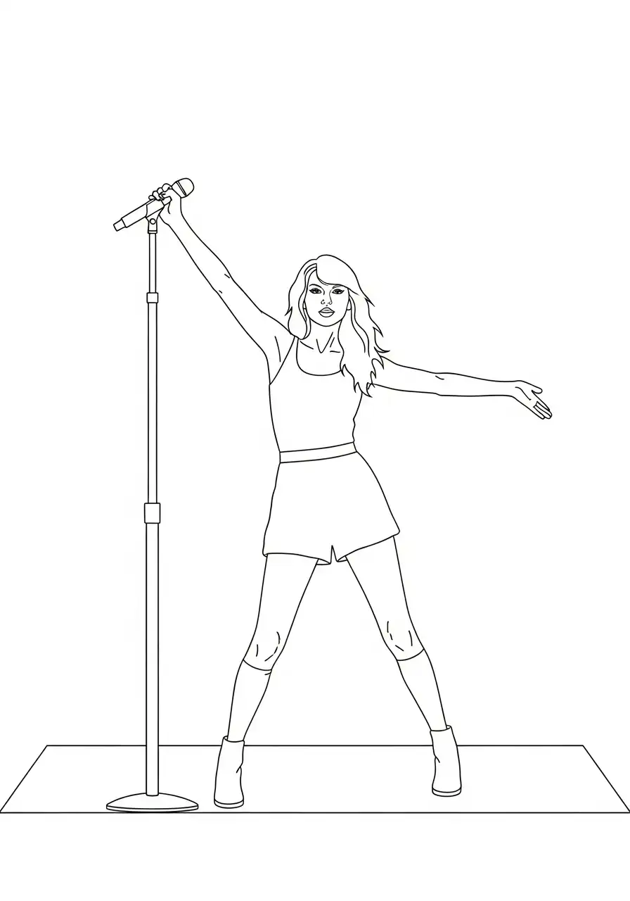 Taylor Swift Kleurplaat 8 taylor swift podium optreden microfoon kleurplaat