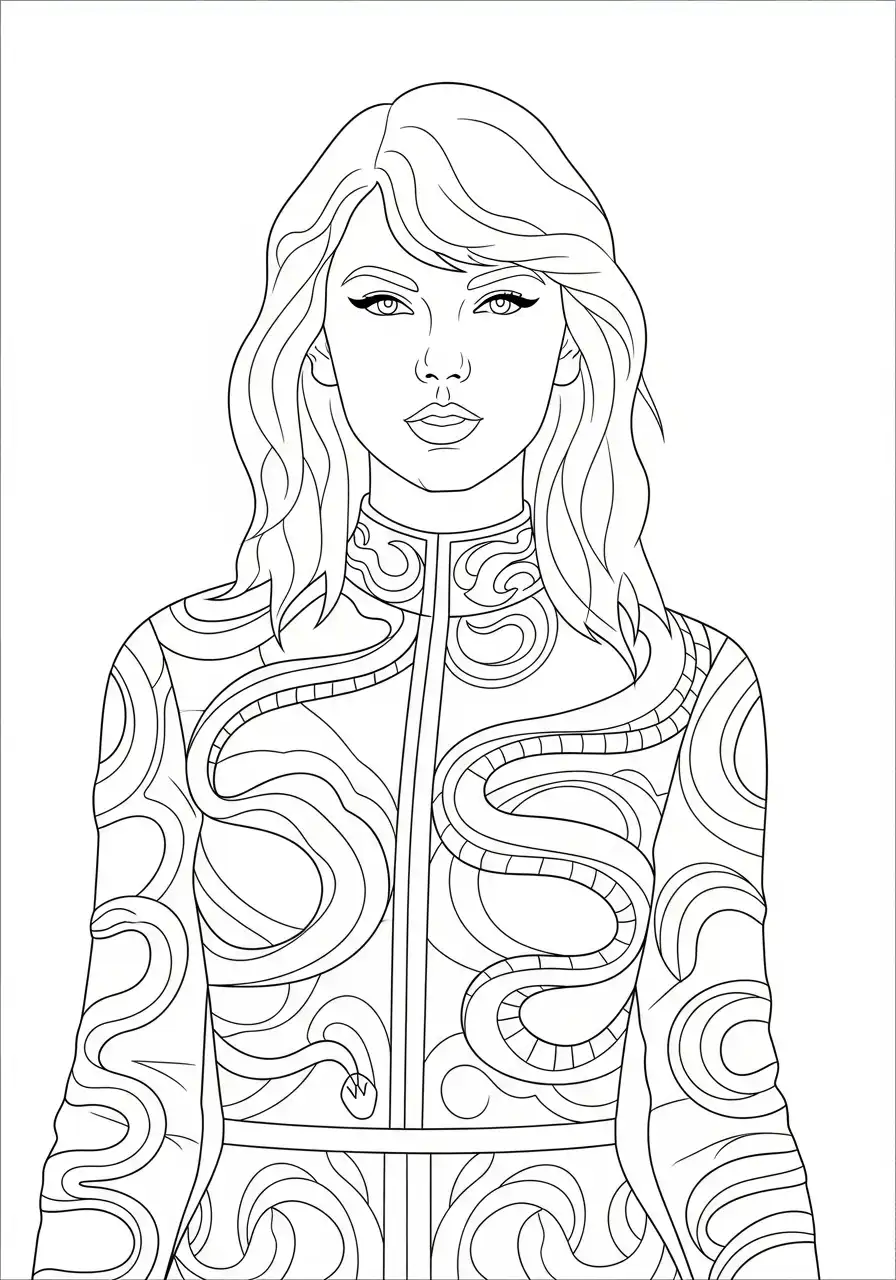 Taylor Swift Kleurplaat 10 taylor swift reputatie slangen detail outfit kleurplaat