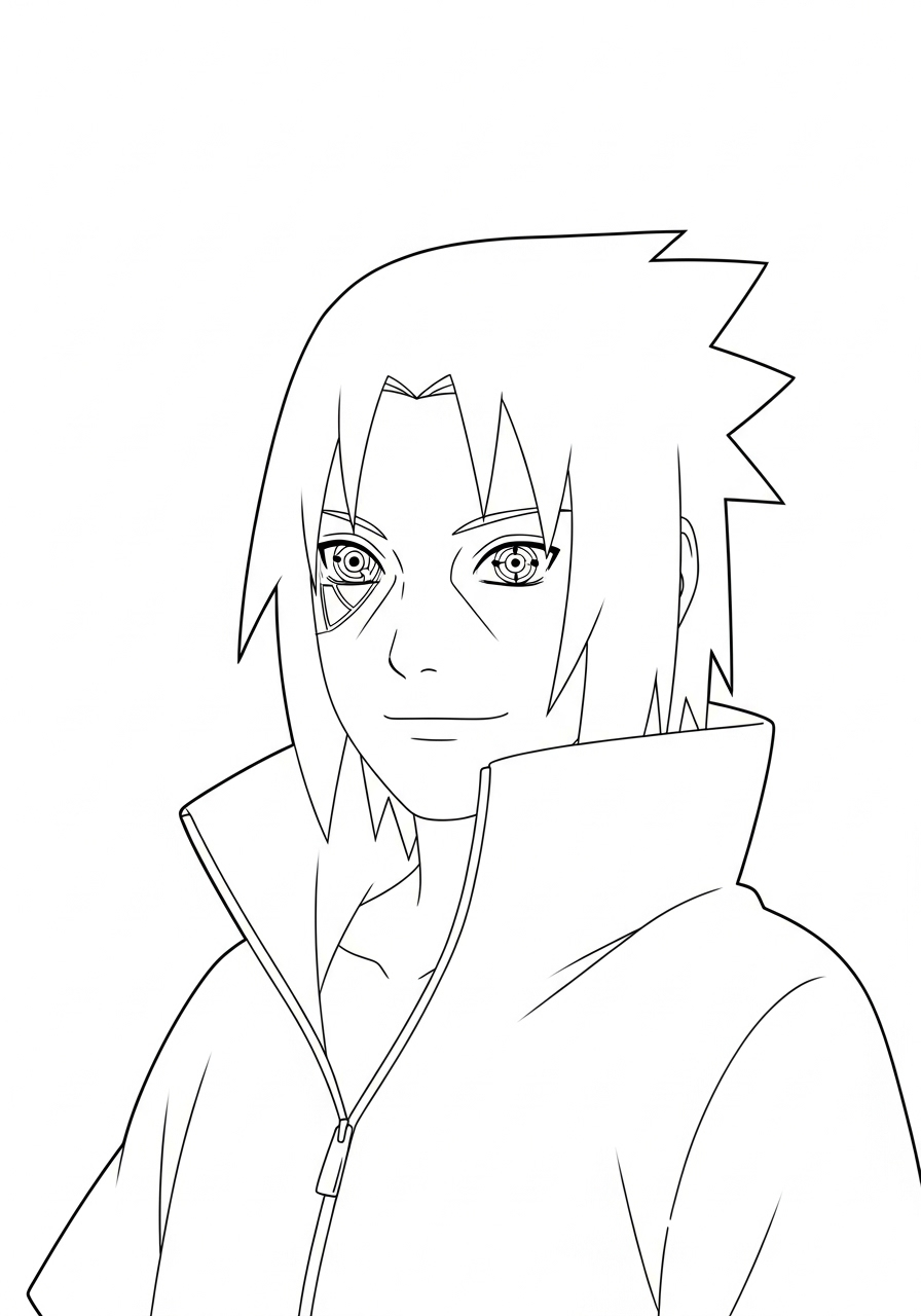 Kleurplaat Uchiha Sasuke 20 uchiha sasuke glimlachend portret kleurplaat