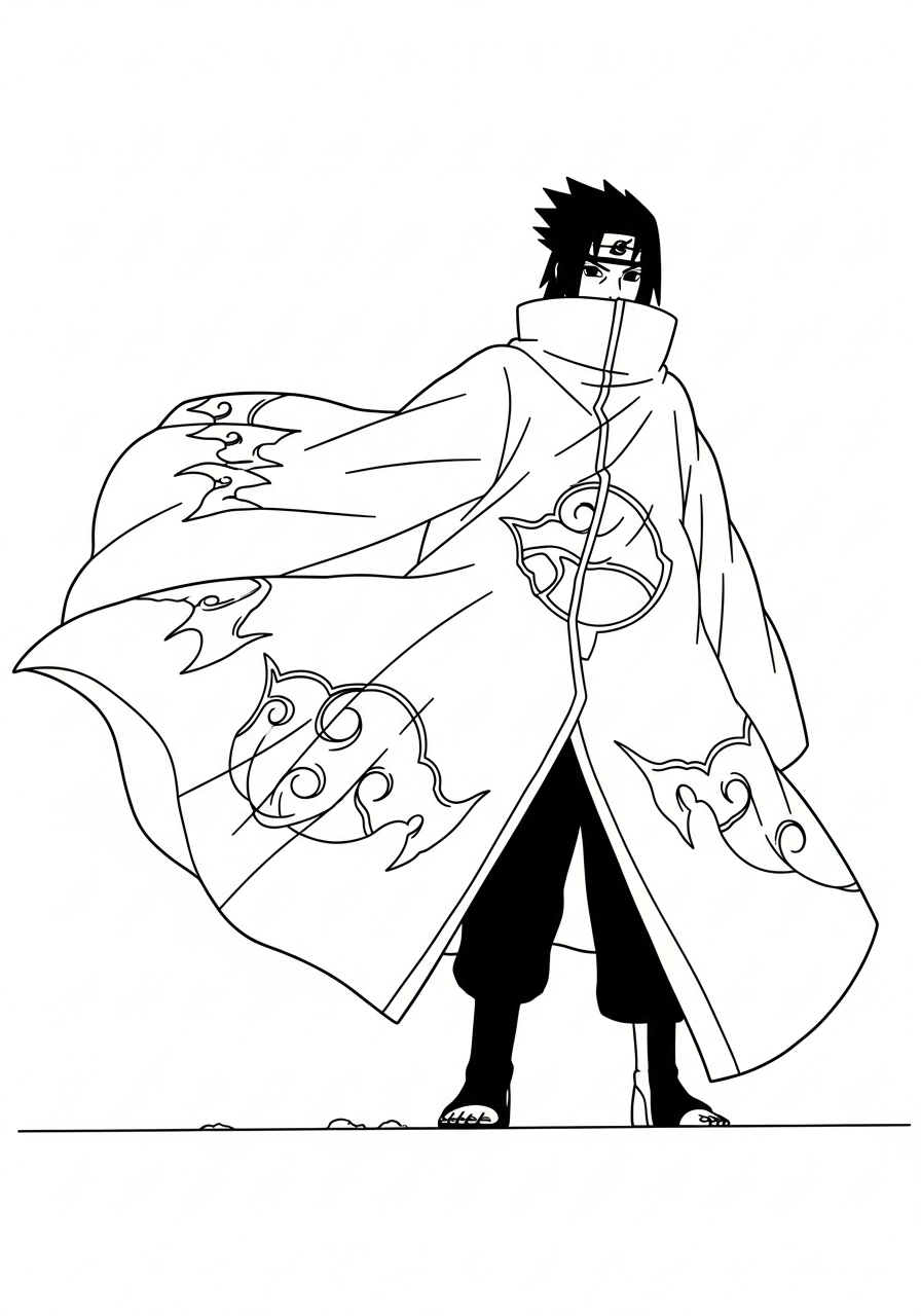 Kleurplaat Uchiha Sasuke 19 uchiha sasuke in strijdmantel kleurplaat