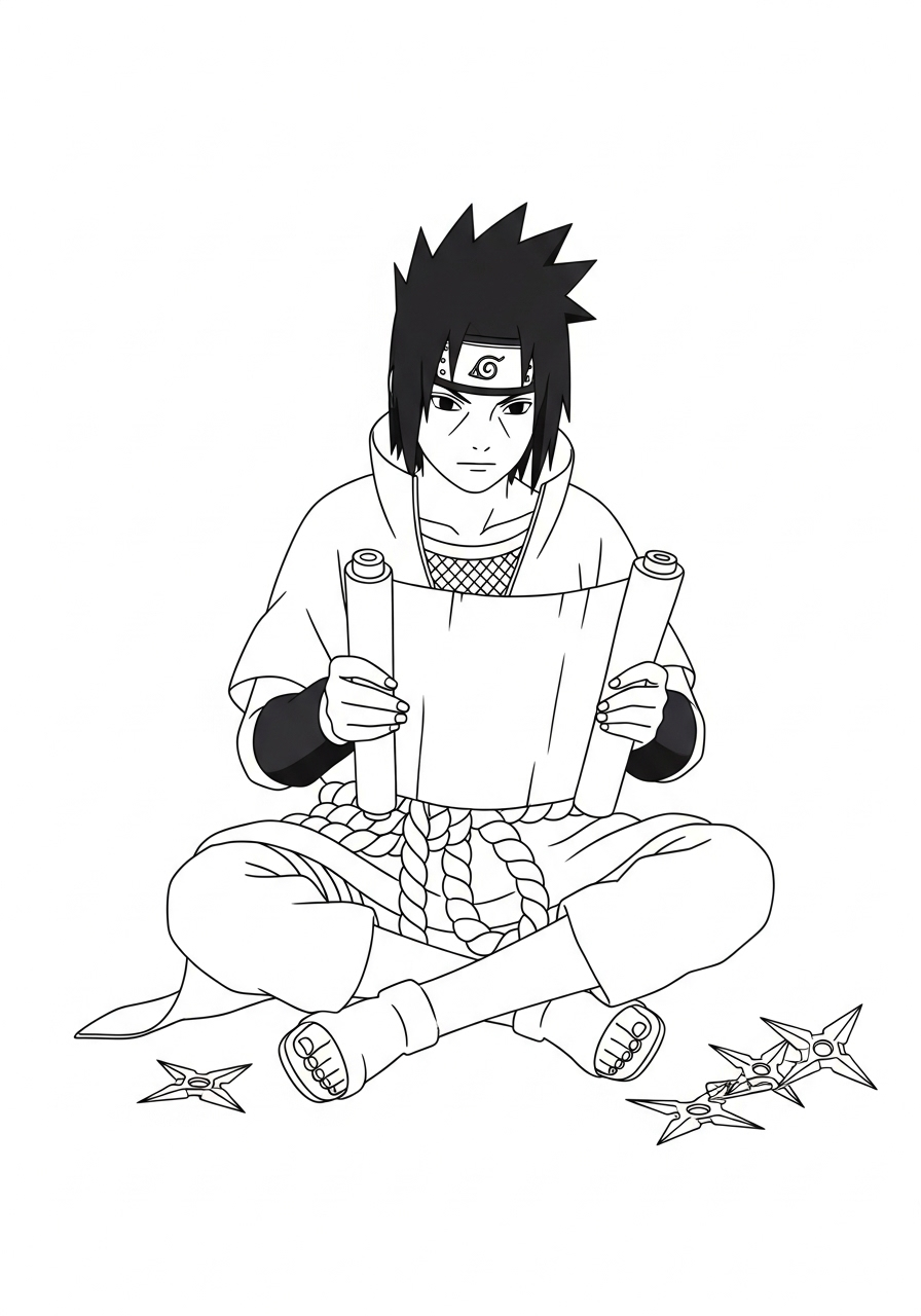Kleurplaat Uchiha Sasuke 17 uchiha sasuke leest oude rollen kleurplaat
