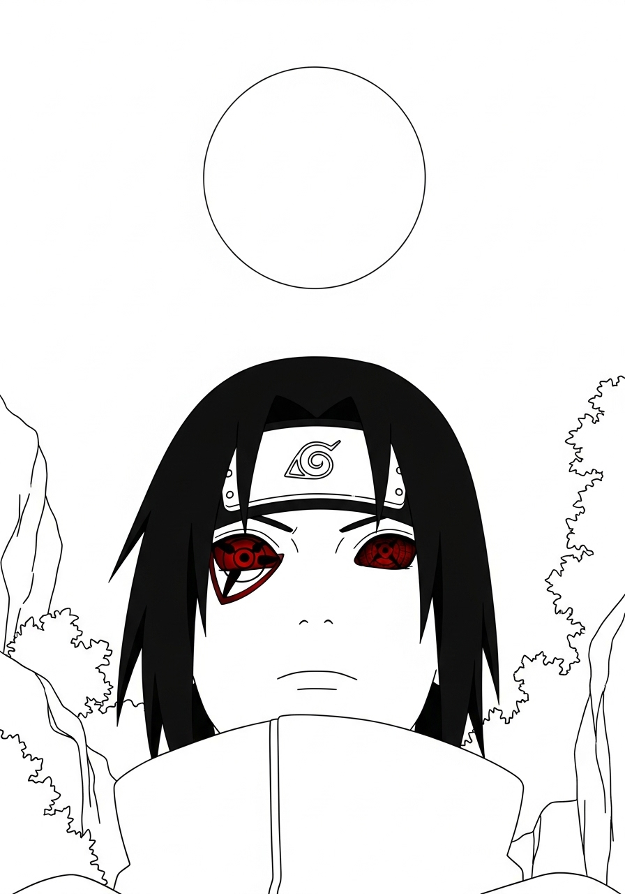 Kleurplaat Uchiha Sasuke 14 uchiha sasuke met sharingan ogen kleurplaat