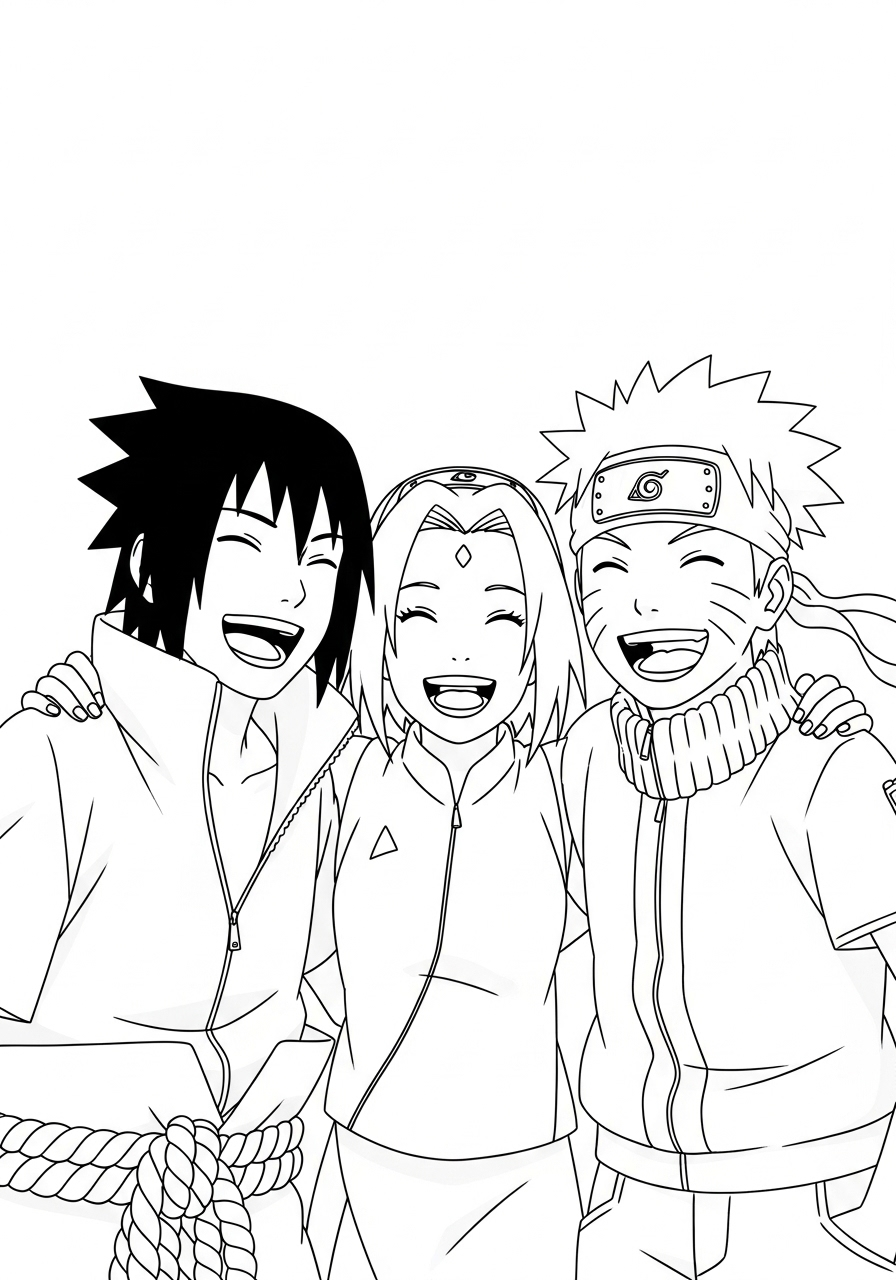 Kleurplaat Uchiha Sasuke 13 uchiha sasuke met team 7 kleurplaat