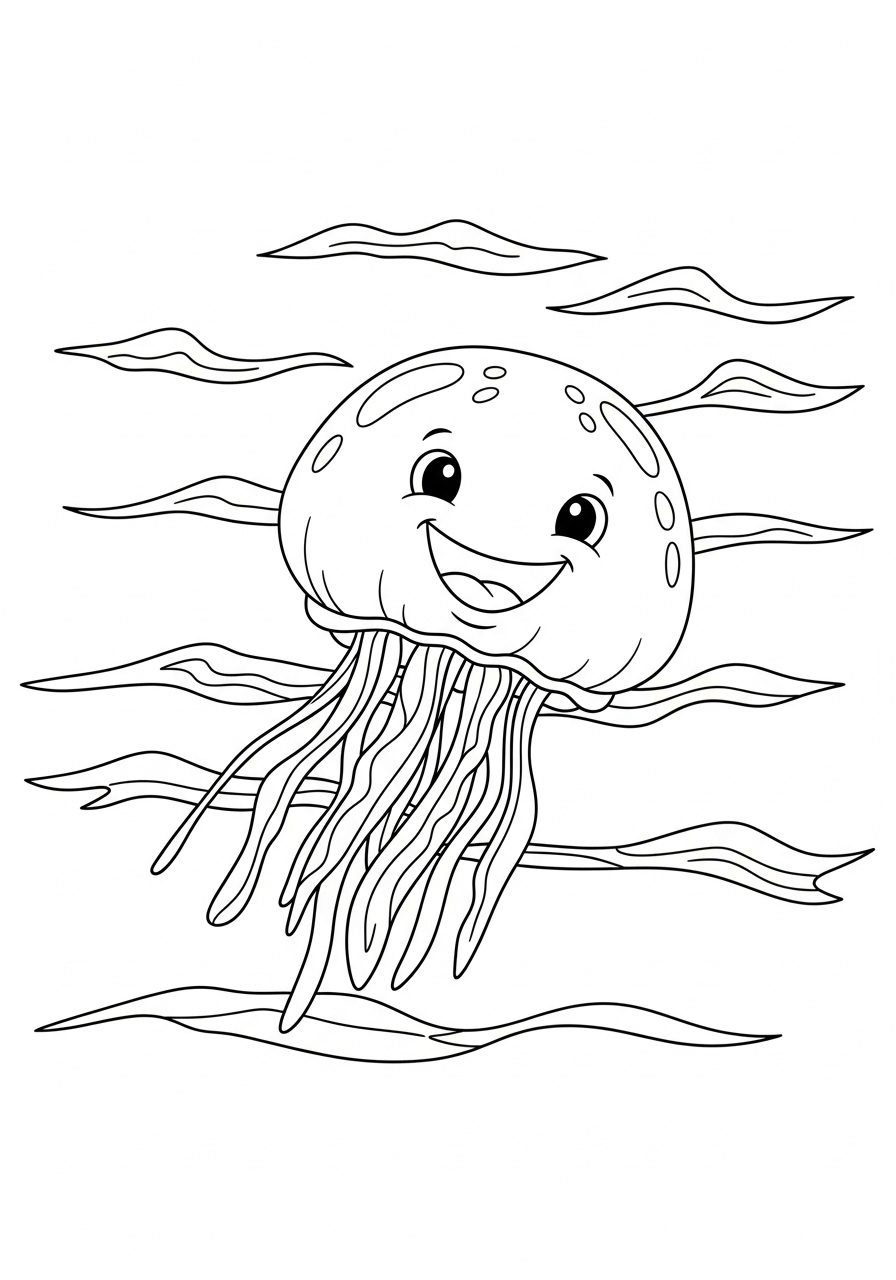 Kwal kleurplaat 9 vrolijke squishy kwal kleurplaat