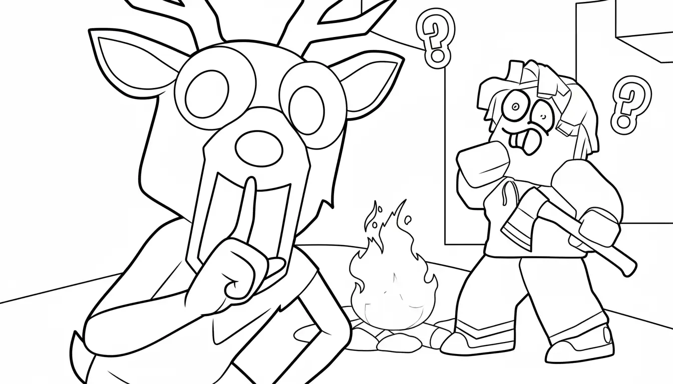 99 Nights in The Forest Kleurplaat 9 vuurbal mysterie kleurplaat