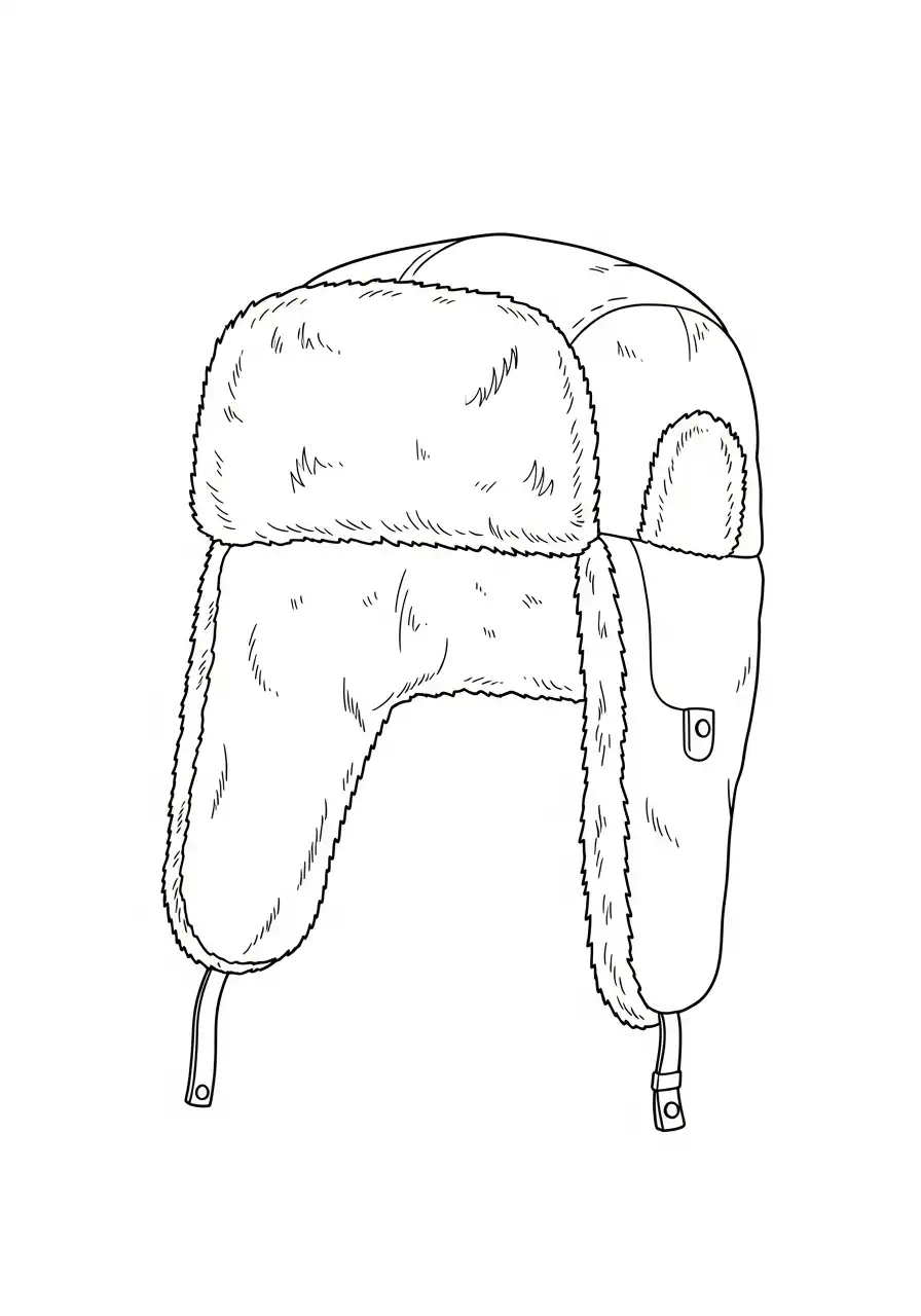 warme pilotenmuts met bont kleurplaat