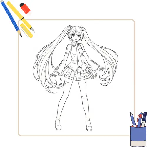 Hatsune Miku Kleurplaat thumbnail