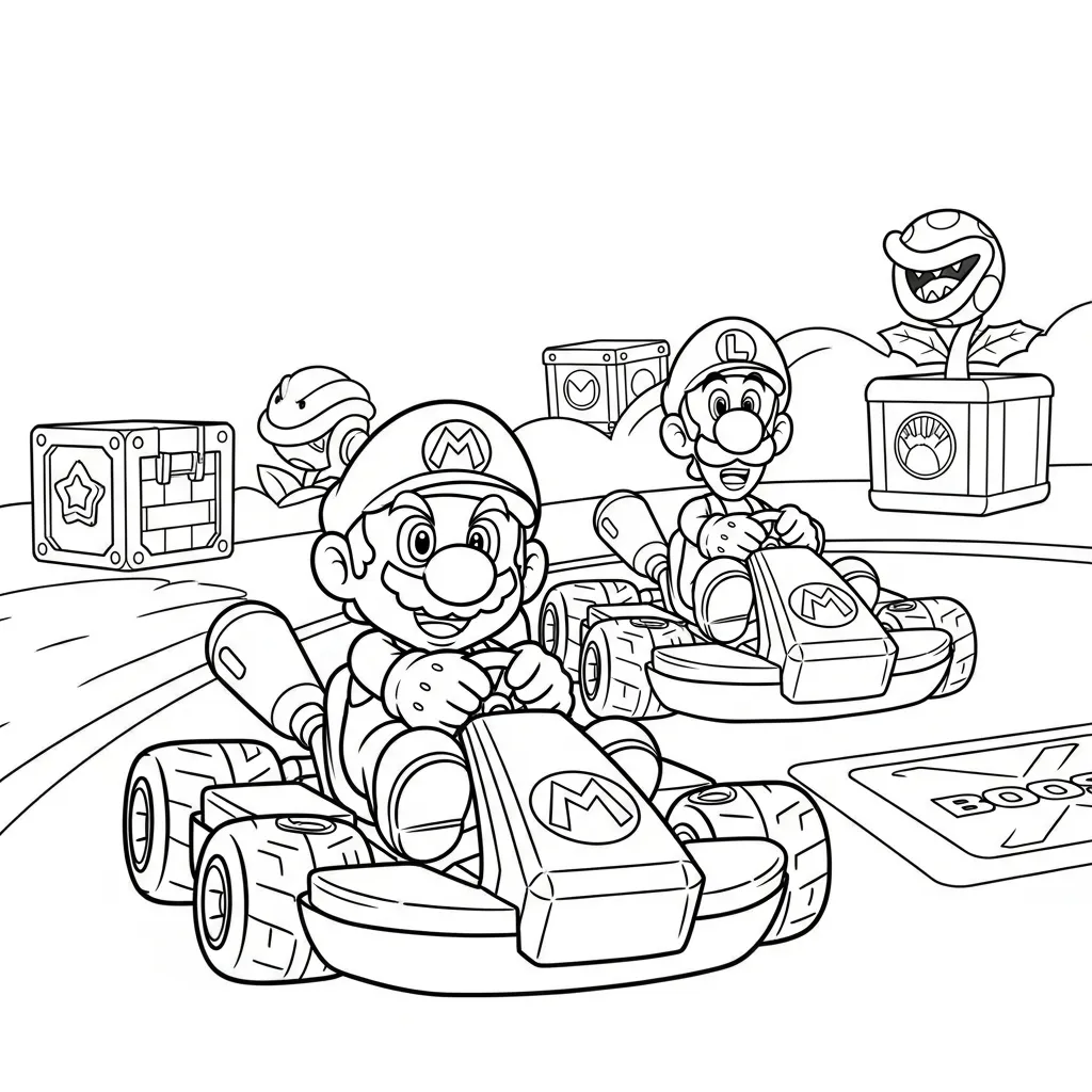 Kleurplaat Mario kart 1
