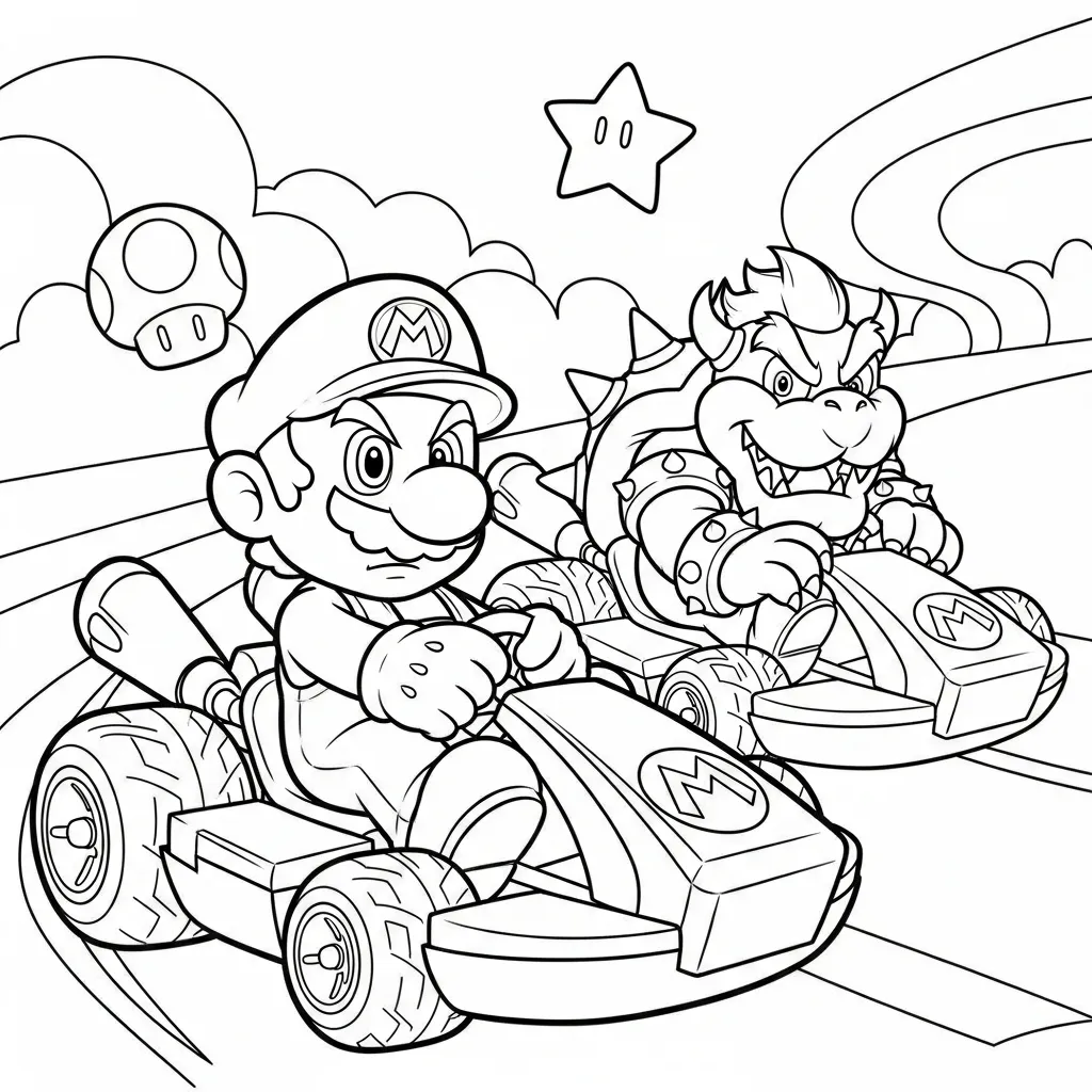 Kleurplaat Mario kart 2